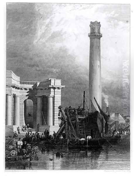 The Shot Tower and Waterloo Bridge, engraved by G. Cooke, 1832 - view 1