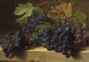 A Still Life of Grapes Resting on a Marble Ledge by Gerard Van Spaendonck