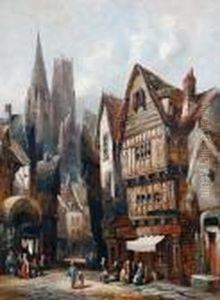 A Continental Town Scene