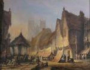 A French Market By A Cathedral