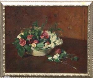 Red Roses And White Carnations In A Bowl Red Roses And White Carnations In A Bowl