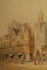 Fecamp, Normandy, Signed And
Titled Lower Right, Watercolour, Heightened White, 25cms X 19.5cms. See
Web Illustration by Henry Thomas Schafer