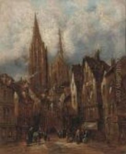 A Continental Street Scene; And Another Similar by Henry Thomas Schafer