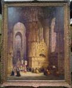 A Procession In The Capilla Del Condestable, Burgos, Spain by Henry Thomas Schafer