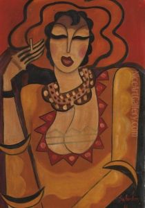 Portrait De Femme A La Cigarette by Hugo Scheiber