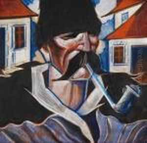 Mann Mit Pfeife by Hugo Scheiber