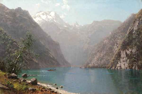Boating on a mountain lake - view 1