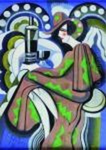 Jeune Femme Assise Dans Un Cabaret by Hugo Scheiber