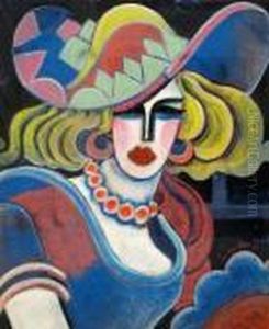 Blond Woman With A Hat by Hugo Scheiber