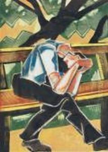 Man On The Bench by Hugo Scheiber