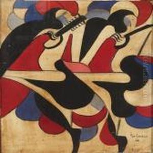 A Composition With Aflamingo Dancer by Hugo Scheiber