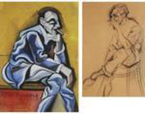 Seated Man With Cigarette: 2 Works by Hugo Scheiber