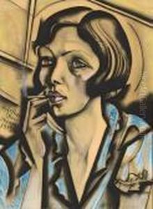 Femme A La Cigarette. by Hugo Scheiber