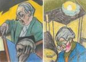 Self-portrait And Portrait Of The Artist's Wife: A Double-sidedwork by Hugo Scheiber