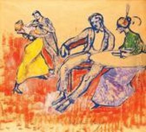 In The Cafe, 1910s by Hugo Scheiber