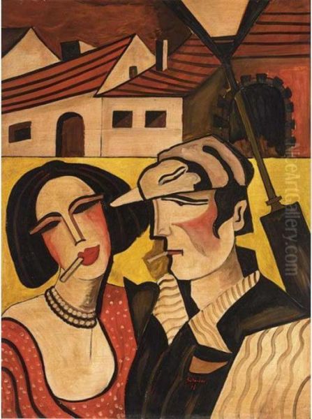 A Couple Smoking Cigarettes - view 1