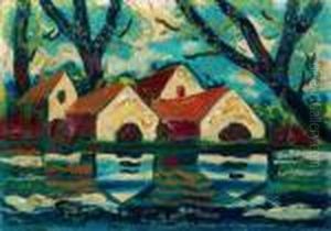 Houses Mirrored In The River by Hugo Scheiber