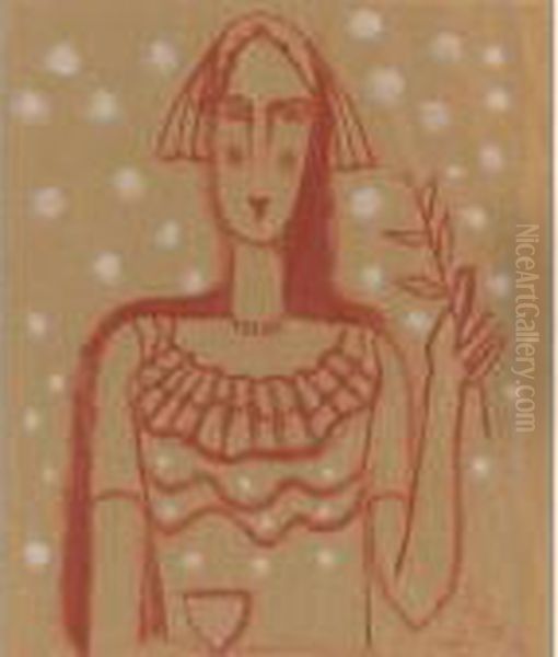 Portrait Of A Woman Holding A Flower - view 1
