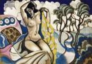 Nude In Landscape by Hugo Scheiber