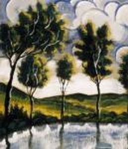 Lakeside Landscape by Hugo Scheiber