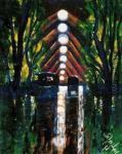 Evening Boulevard, With Automobiles by Hugo Scheiber