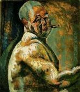 Self Portrait With Naked Bust by Hugo Scheiber