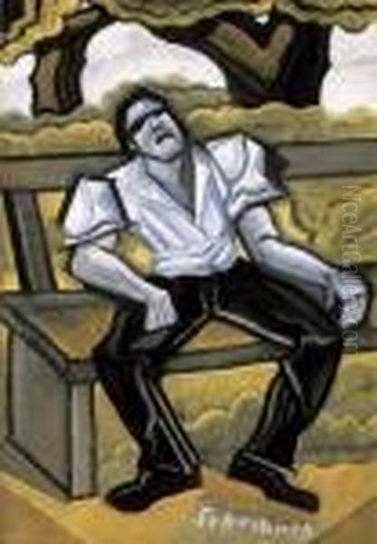 Tramp Sitting On A Bench - view 1