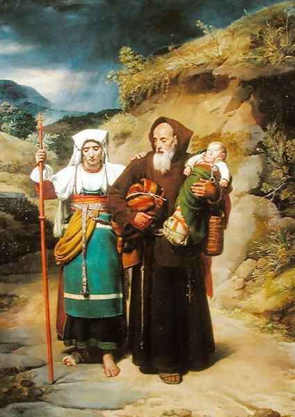 A Monk Helping a Pilgrim - view 1