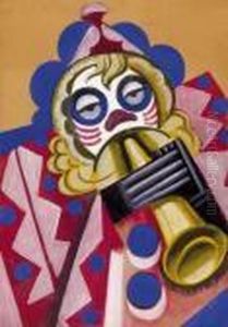 Clown Playing On The Trumpet by Hugo Scheiber