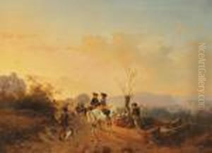 An Escorted Caravan At Dusk
