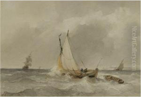 Sailing Vessels In Choppy Waters - view 1