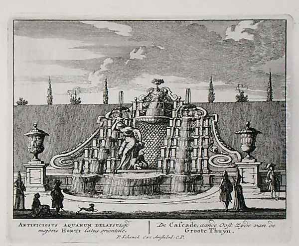 The cascade in an Oriental garden, from Admirandorum Quadruplex Spectaculum, by Jan van Call 1656-1703, published before 1715 - view 1