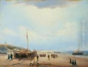 Am Strand Von Scheveningen by Andreas Schelfhout
