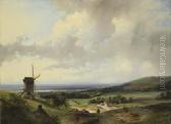 A Panoramic Summer Landscape With Figures, Haarlem Beyond - view 1