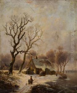 Landschaft Im Winter by Andreas Schelfhout