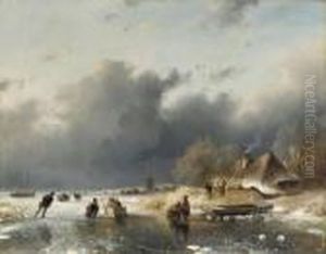 A Day On The Ice by Andreas Schelfhout