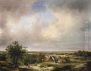 An Extensive Landscape In Summer by Andreas Schelfhout