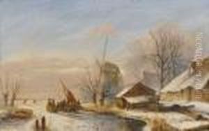 Paysage D'hiver by Andreas Schelfhout