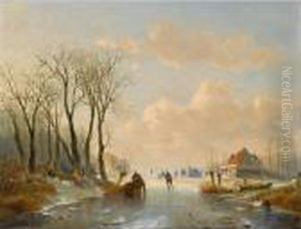 Skaters On The Ice, A 'koek En Zopie' In The Distance - view 1