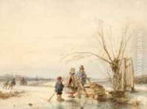 Figures On The Ice by Andreas Schelfhout