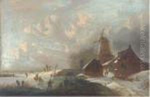 Figures On A Frozen Waterway