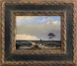 Panelwinter Hunt Scene by Andreas Schelfhout