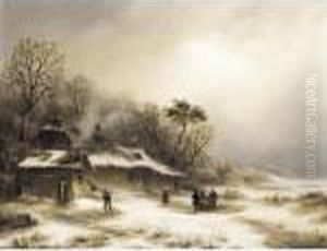 Winter Landscape by Andreas Schelfhout