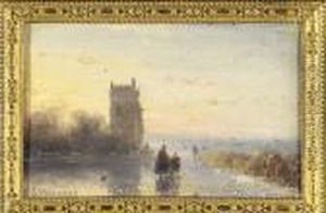 Skaters By A Tower