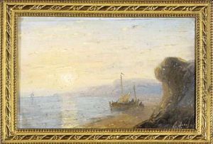 A Rocky Coast At Dusk