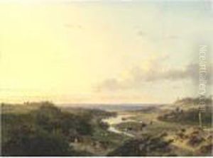 Dutch Romantic Landscape by Andreas Schelfhout