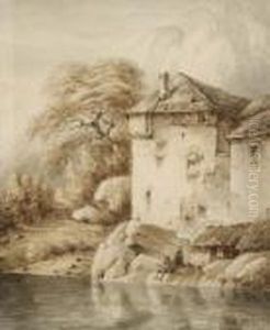 Angler Vor Einem Schloss Am
Gebirgssee. Angler Vor Einem Schloss Am
Gebirgssee.
