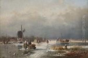 Eisvergnugen. by Andreas Schelfhout