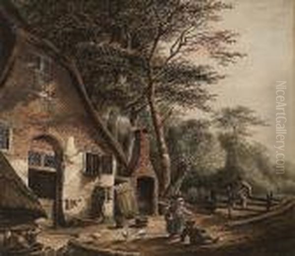 Figures Outside A Farmstead - view 1