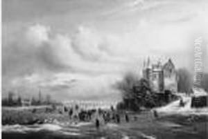 Les Joies De L'hiver. by Andreas Schelfhout